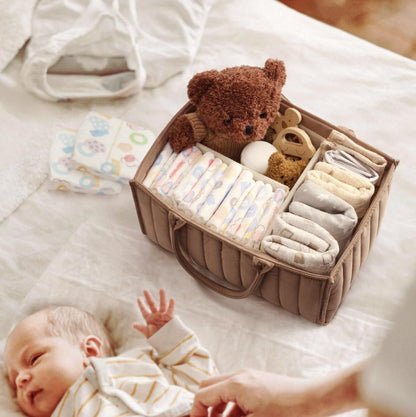 Baby Diaper Storage Basket, Large Capacity Breathable Water Resistant, for Home and Travel Use, Brown V1188-MS-325-1262