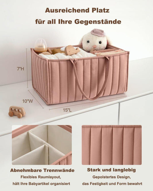 Breathable Water Resistant Baby Diaper Storage Basket Dark Pink, Large Capacity, Perfect for Home and Travel V1188-MS-325-1263