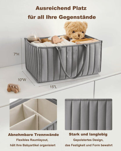 Baby Diaper Storage Basket Multifunctional Large Capacity Breathable Water Resistant for Home and Travel, Gray V1188-MS-325-1264