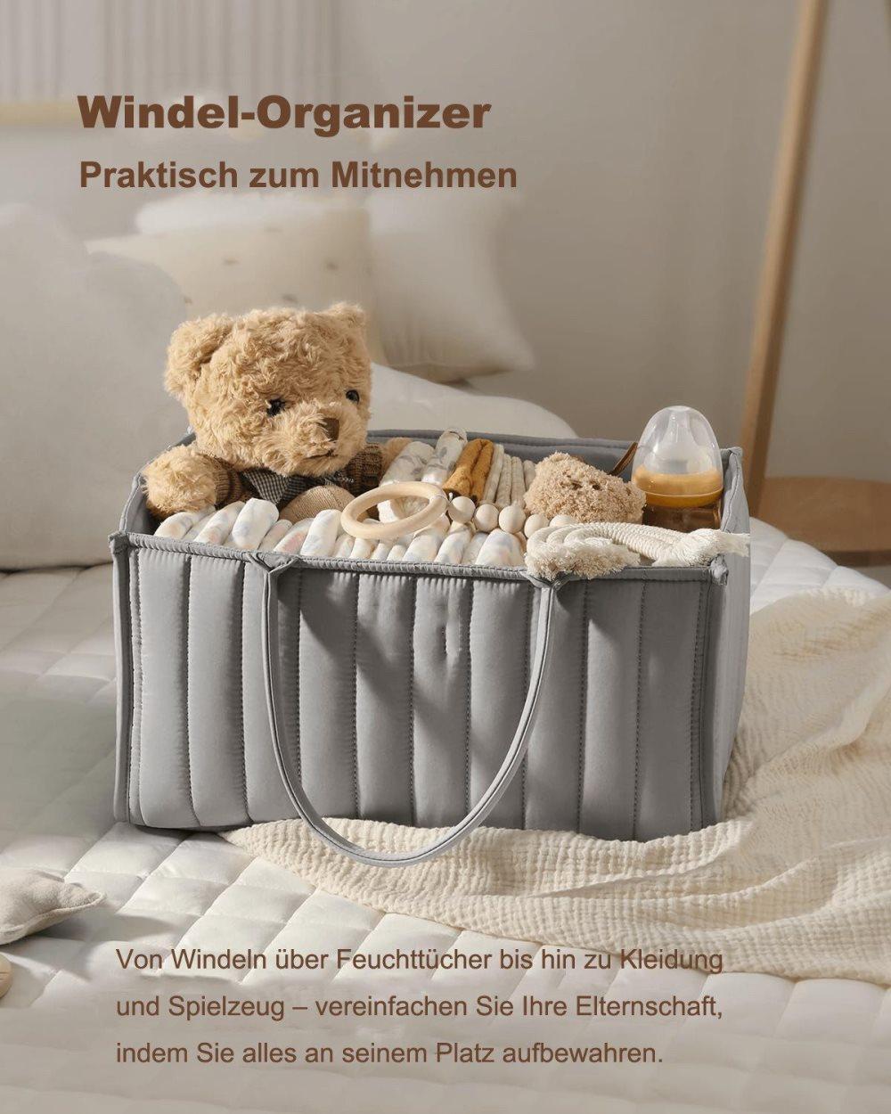Baby Diaper Storage Basket Multifunctional Large Capacity Breathable Water Resistant for Home and Travel, Gray V1188-MS-325-1264