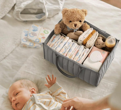 Baby Diaper Storage Basket Multifunctional Large Capacity Breathable Water Resistant for Home and Travel, Gray V1188-MS-325-1264