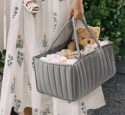 Baby Diaper Storage Basket Multifunctional Large Capacity Breathable Water Resistant for Home and Travel, Gray V1188-MS-325-1264