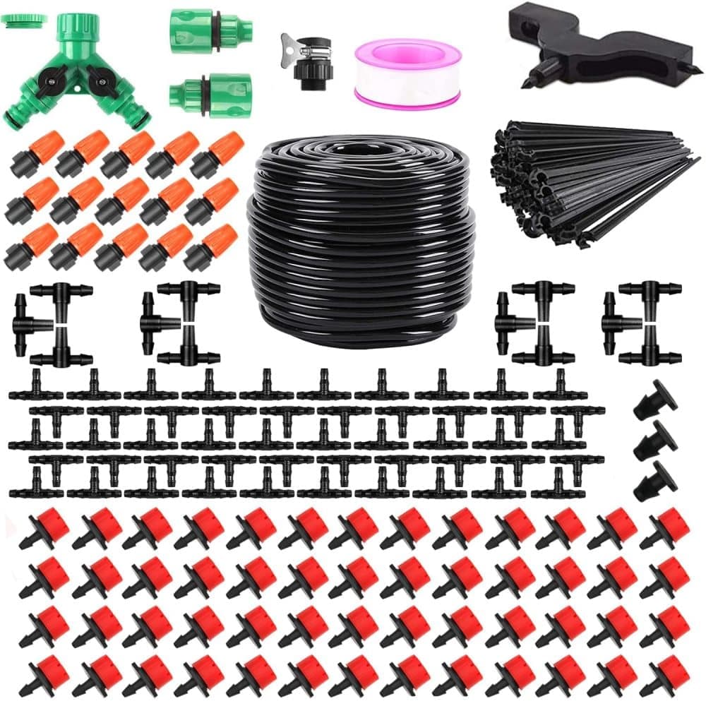 50m Automatic Drip Irrigation System for Garden Greenhouse, Lawn, Terrace, Compatible with Most Brands V1188-MS-325-1268