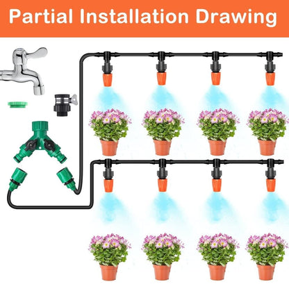 50m Automatic Drip Irrigation System for Garden Greenhouse, Lawn, Terrace, Compatible with Most Brands V1188-MS-325-1268