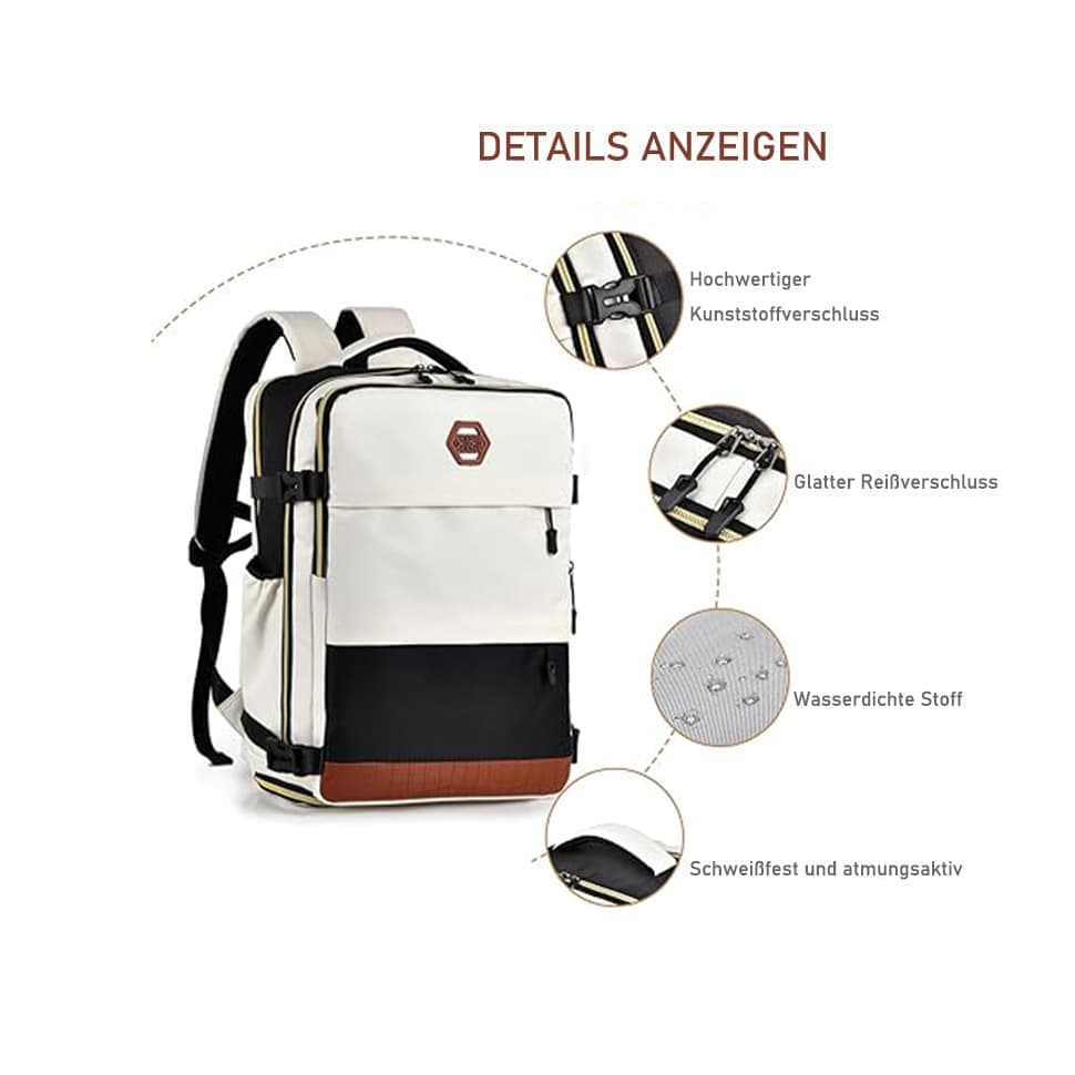 28L Multifunctional Backpack with Shoe Compartment for School Travel Work, Gray, 28x19x42 cm V1188-MS-325-1269