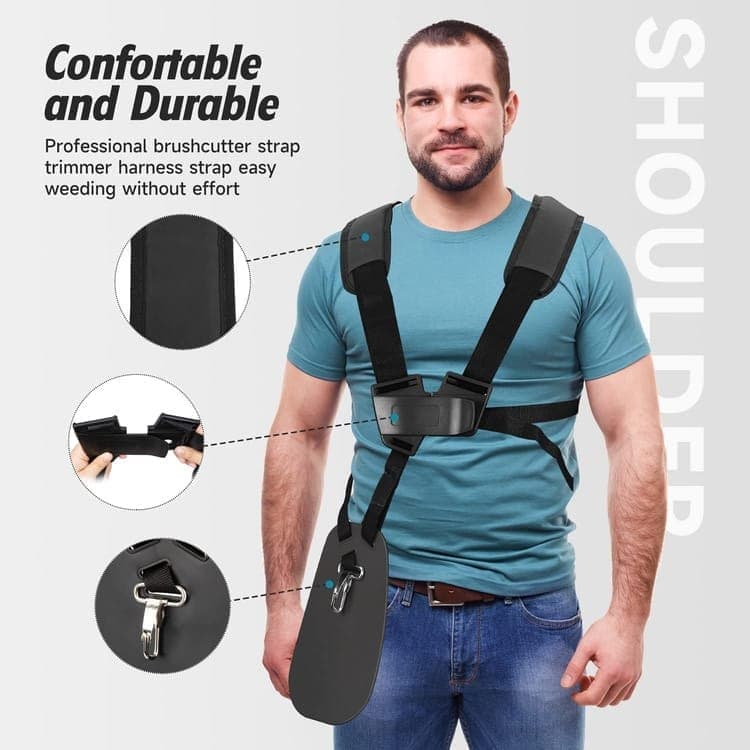 Adjustable Nylon Trimmer Strap, Compatible with Grass Trimmer and Leaf Blower, Black V1188-MS-325-1275