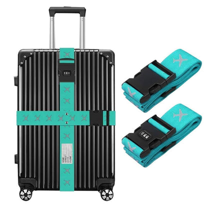 2-Pack Reflective Luggage Strap with Combination Lock for Suitcase, Adjustable Size, Light Blue V1188-MS-325-1282