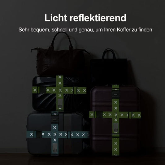 2-Pack Reflective Luggage Strap with Combination Lock for Suitcase, Green, Fits Most Sizes V1188-MS-325-1283