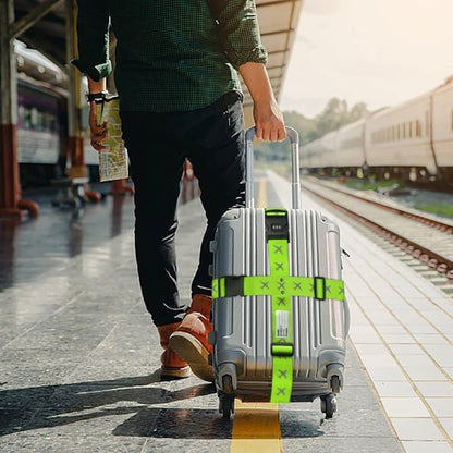 2-Pack Reflective Luggage Strap with Combination Lock for Suitcase, Green, Fits Most Sizes V1188-MS-325-1283