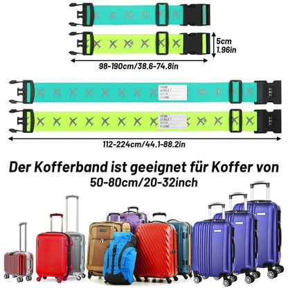 2-Pack Reflective Luggage Strap with Combination Lock for Suitcase, Dark Blue, Fits Most Sizes V1188-MS-325-1284