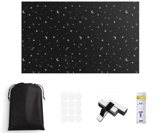Blackout Curtain DIY Portable No-Drill UV Protection Star and Moon Print, 145x300cm V1188-MS-325-1287