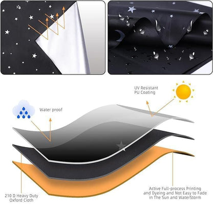 Blackout Curtain DIY Portable No-Drill UV Protection Star and Moon Print, 145x300cm V1188-MS-325-1287