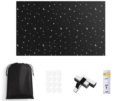 Blackout Curtain DIY Portable No-Drill UV Protection with Star and Moon Print, 145x400cm V1188-MS-325-1288