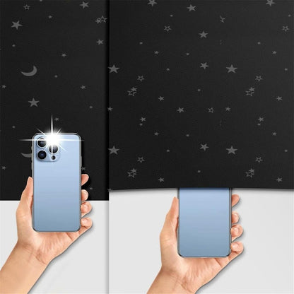 Blackout Curtain DIY Portable No-Drill UV Protection with Star and Moon Print, 145x400cm V1188-MS-325-1288