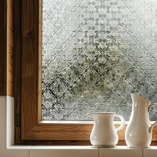 3D Window Film Self-Adhesive Privacy UV Heat Protection Decorative Reusable for Bathroom Home and Glass, V1188-MS-325-1289