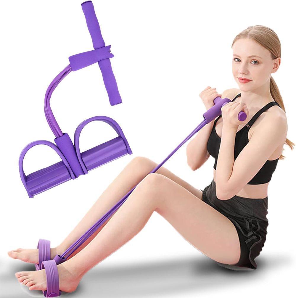 Purple Abdominal Trainer Exercise Band for Sit-Up Training, Multifunctional Tension Rope Fitness Pedal Slap V1188-MS-325-1295