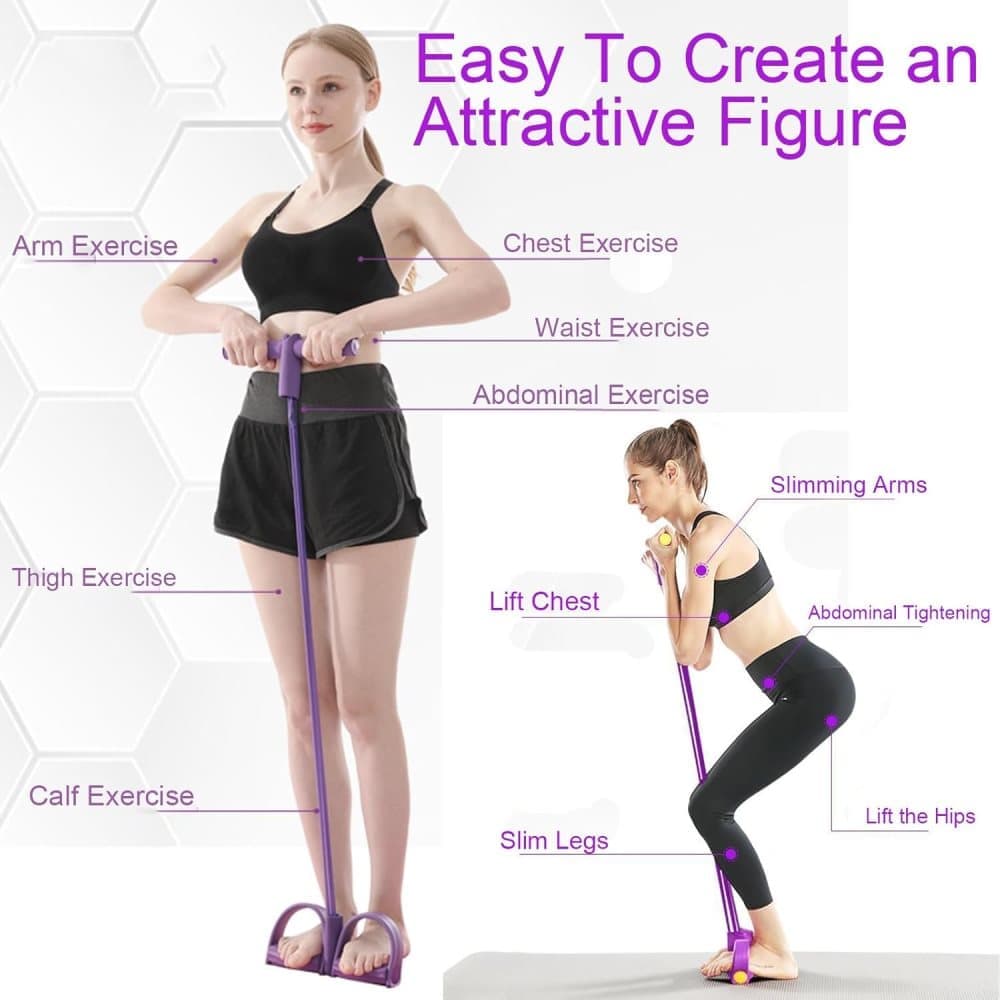 Purple Abdominal Trainer Exercise Band for Sit-Up Training, Multifunctional Tension Rope Fitness Pedal Slap V1188-MS-325-1295