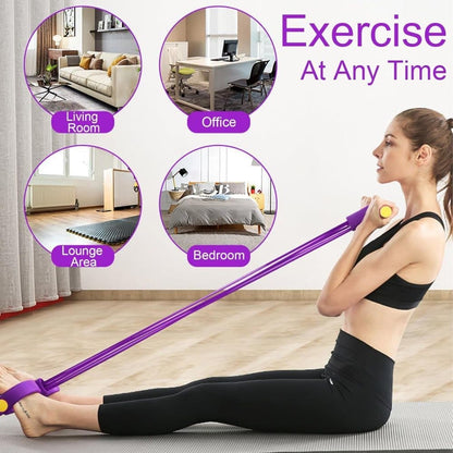 Purple Abdominal Trainer Exercise Band for Sit-Up Training, Multifunctional Tension Rope Fitness Pedal Slap V1188-MS-325-1295
