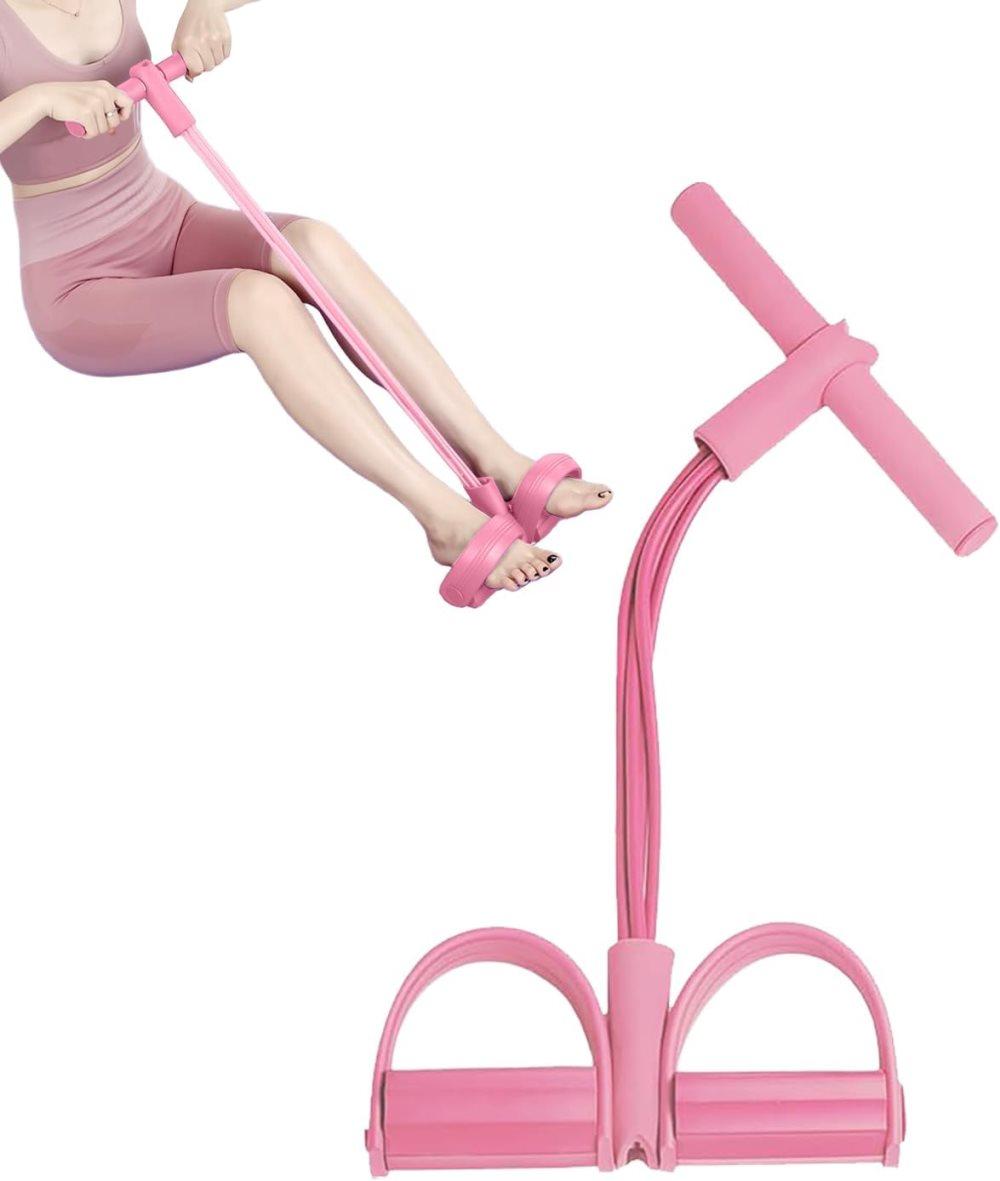 Pink abdominal trainer with multifunctional tension rope and fitness pedal, compatible with home workout, V1188-MS-325-1296