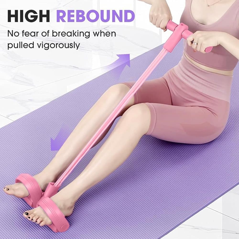 Pink abdominal trainer with multifunctional tension rope and fitness pedal, compatible with home workout, V1188-MS-325-1296