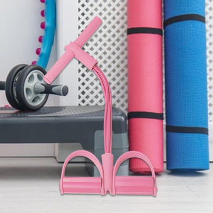 Pink abdominal trainer with multifunctional tension rope and fitness pedal, compatible with home workout, V1188-MS-325-1296
