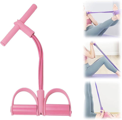 Pink abdominal trainer with multifunctional tension rope and fitness pedal, compatible with home workout, V1188-MS-325-1296