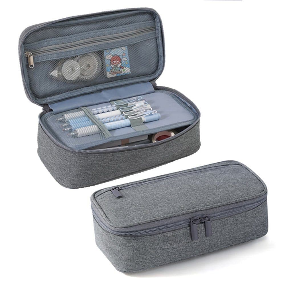 1 Pack Large Capacity Pencil Case, Multifunctional Lightweight Durable Organizer for Students and Office, Gray V1188-MS-325-1301