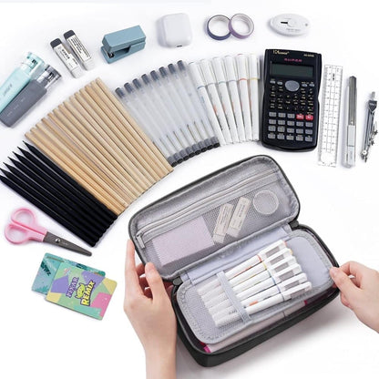 Large Capacity Pencil Case Light Blue, Multifunctional Lightweight Durable Organizer for Students and Office V1188-MS-325-1303