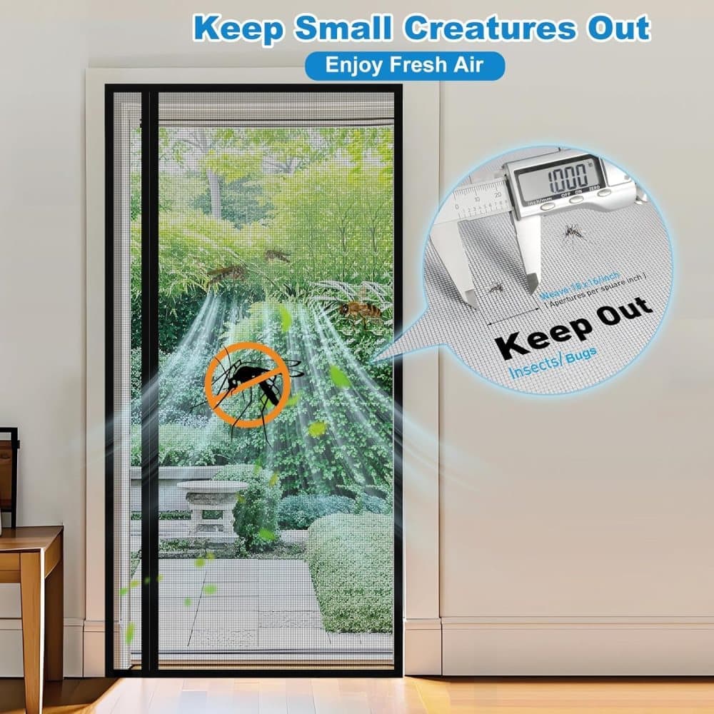 Self-Adhesive Magnetic Mosquito Net Door Curtain, Black, 85x220cm, Fly and Cat Proof, Durable, Removable, V1188-MS-325-1316