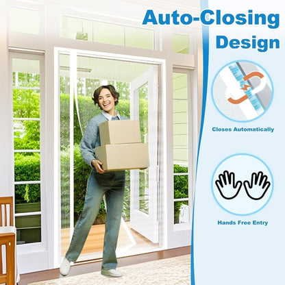 Self-Adhesive Magnetic Mosquito Net Door Curtain Removable Durable Insect Fly and Cat Proof, 90x200cm, White V1188-MS-325-1327