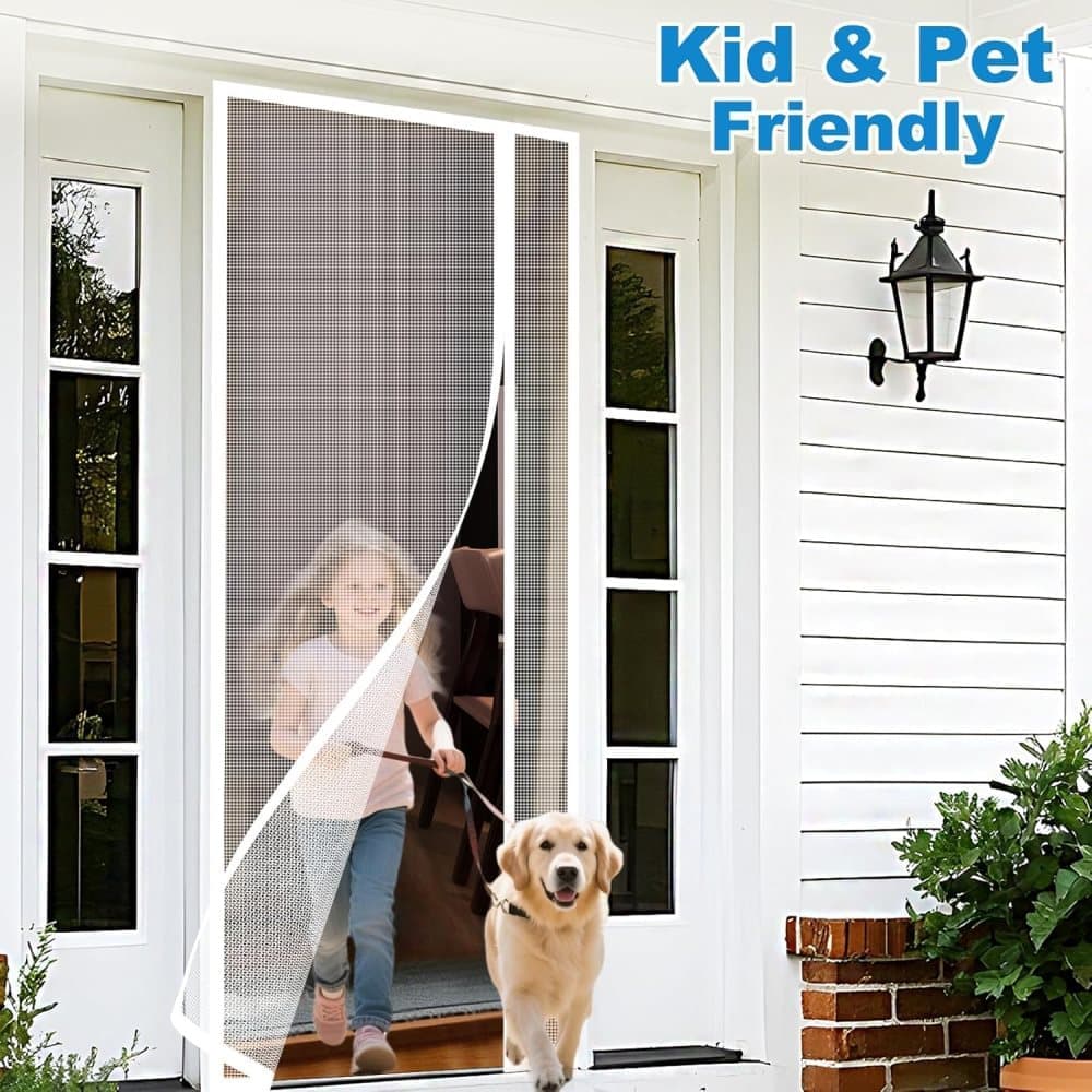 Self-Adhesive Magnetic Mosquito Net Door Curtain Removable Durable Insect Fly and Cat Proof, 90x200cm, White V1188-MS-325-1327