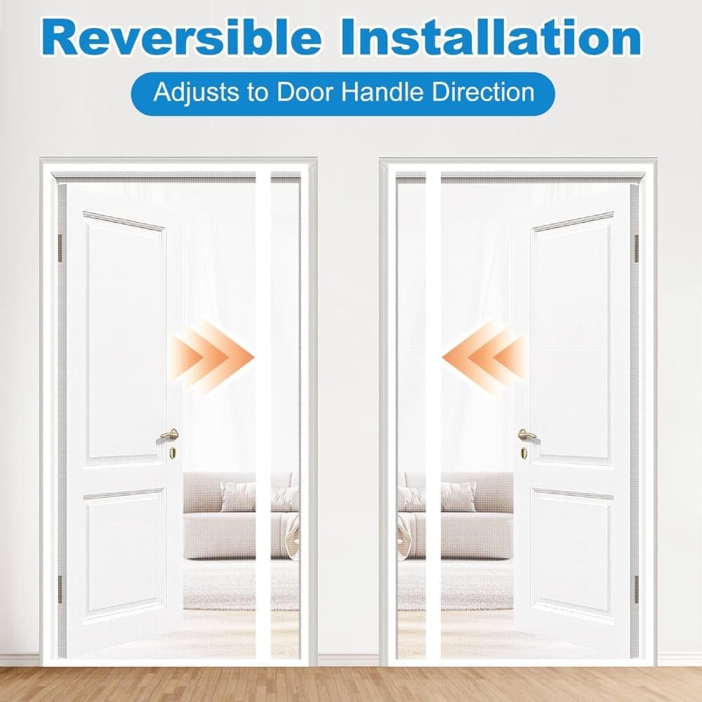 Self-Adhesive Magnetic Mosquito Net Door Curtain Removable Durable Insect Fly and Cat Proof, 90x200cm, White V1188-MS-325-1327