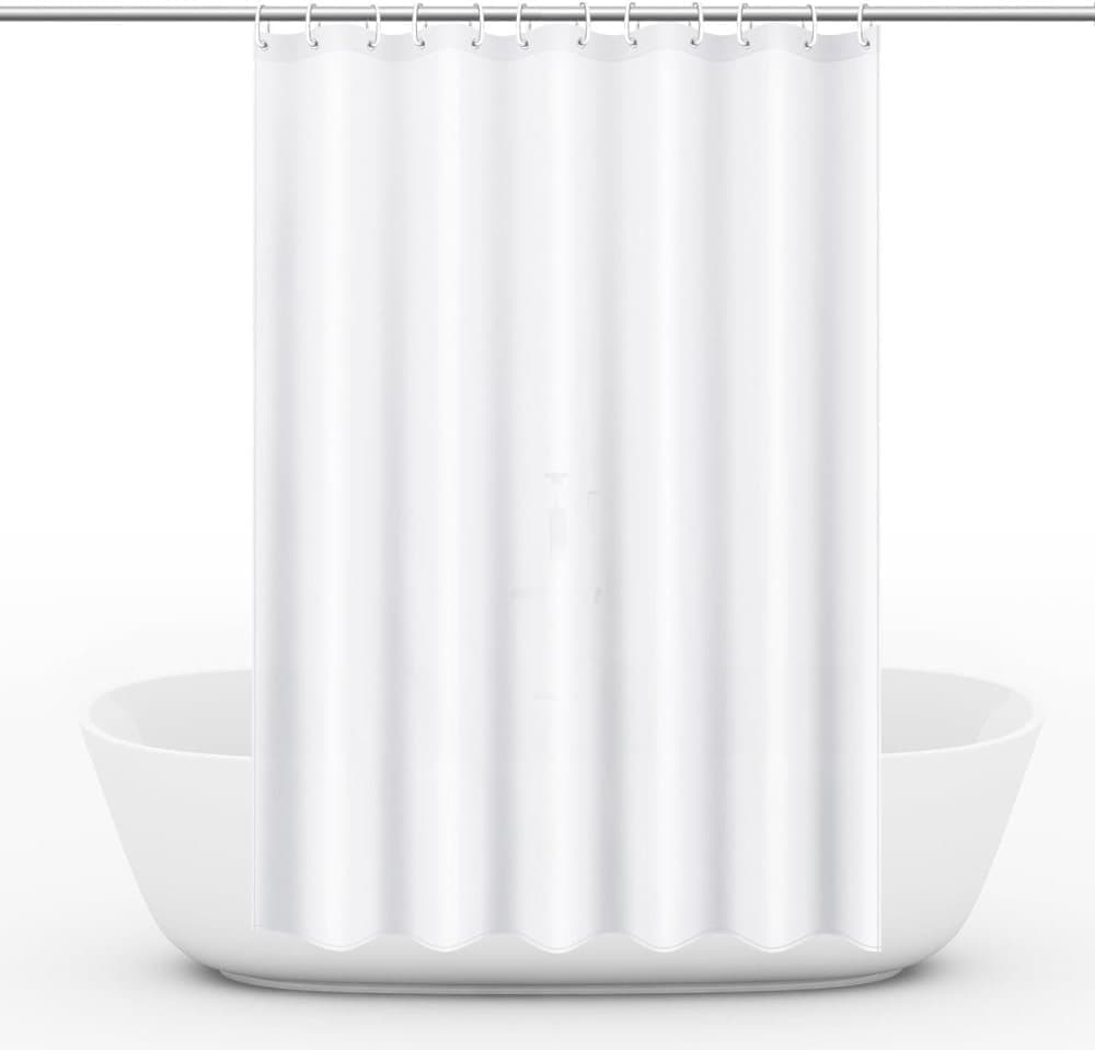 Waterproof PEVA Shower Curtain 72x72 inches, Mildew Resistant Quick-Drying Bathroom Divider, Colorfast, White V1188-MS-325-1332