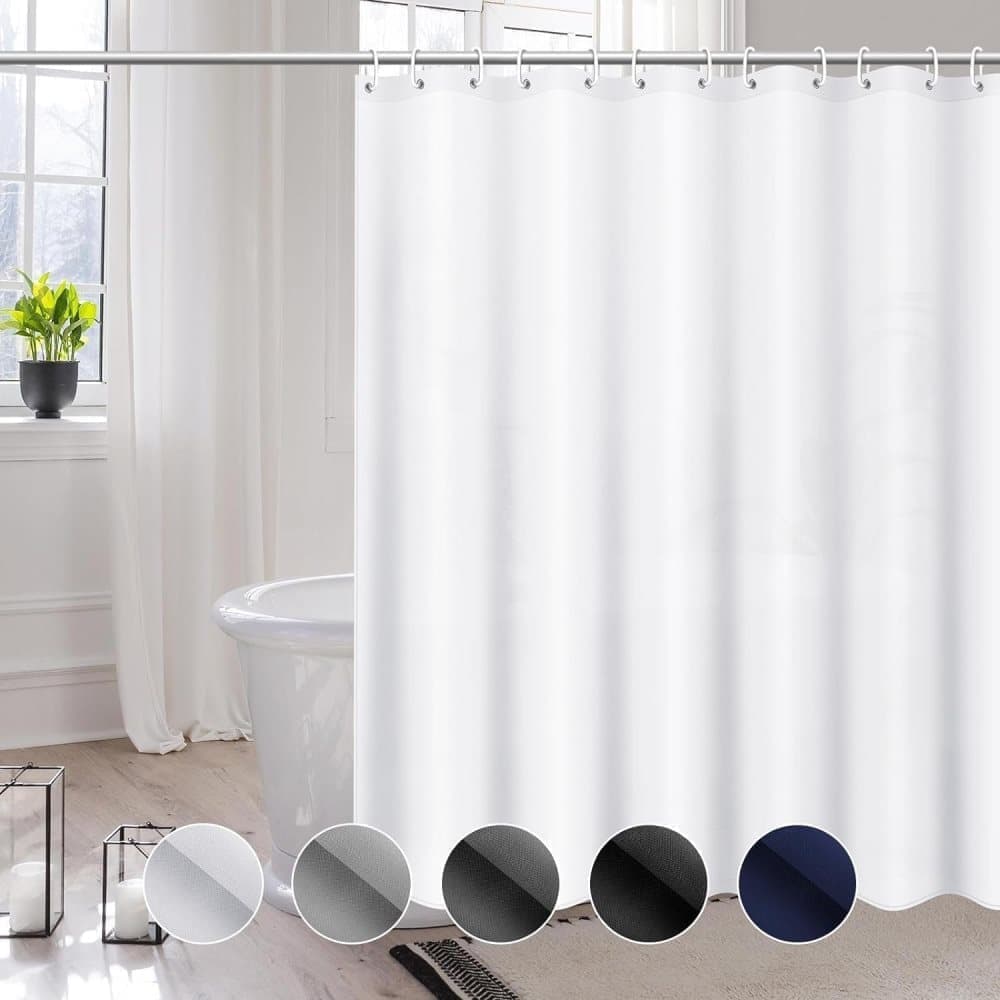 Waterproof PEVA Shower Curtain 72x72 inches, Mildew Resistant Quick-Drying Bathroom Divider, Colorfast, White V1188-MS-325-1332