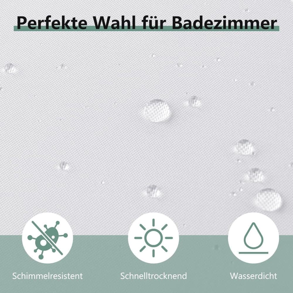 Waterproof PEVA Shower Curtain 72x72 inches, Mildew Resistant Quick-Drying Bathroom Divider, Colorfast, White V1188-MS-325-1332