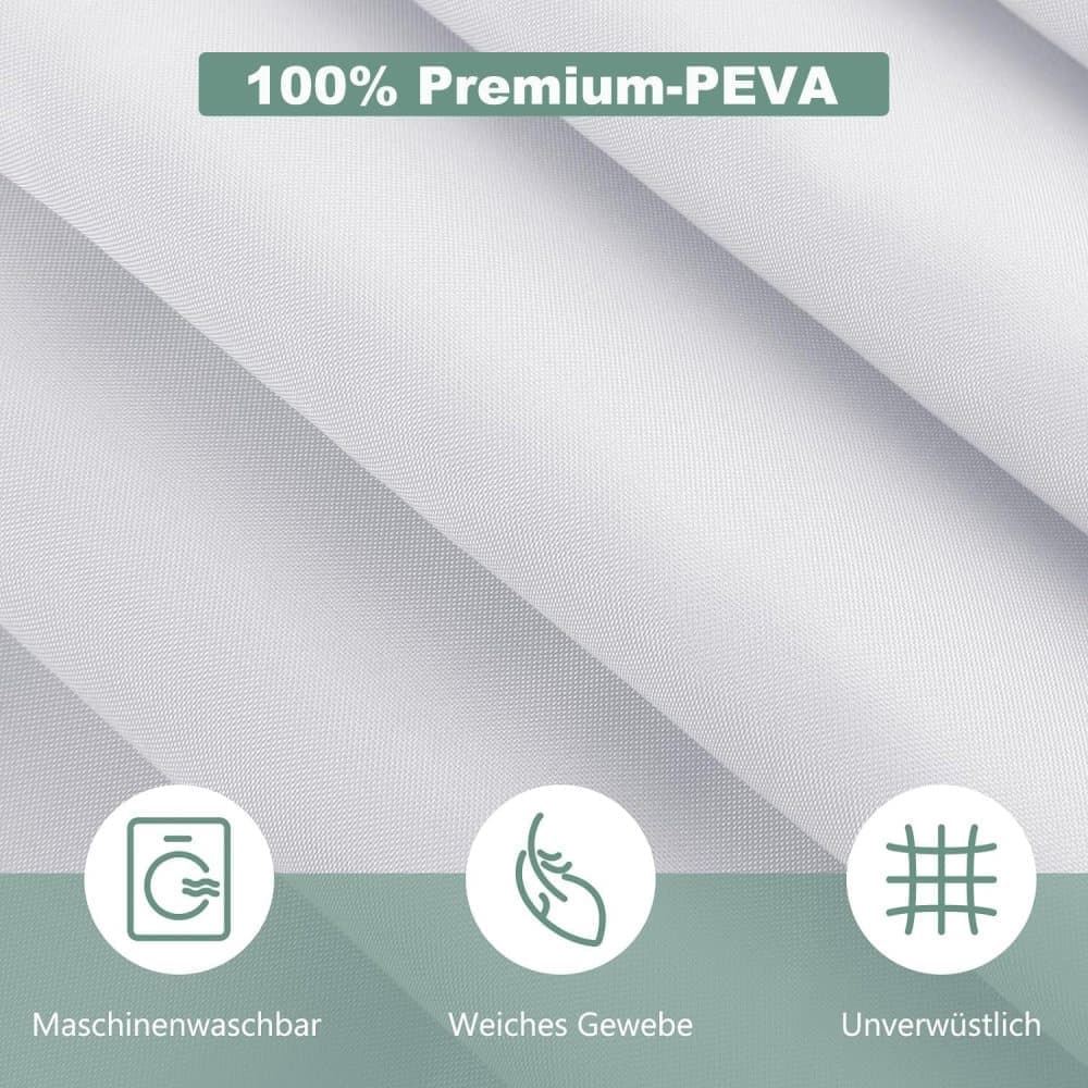 Waterproof PEVA Shower Curtain 72x72 inches, Mildew Resistant Quick-Drying Bathroom Divider, Colorfast, White V1188-MS-325-1332