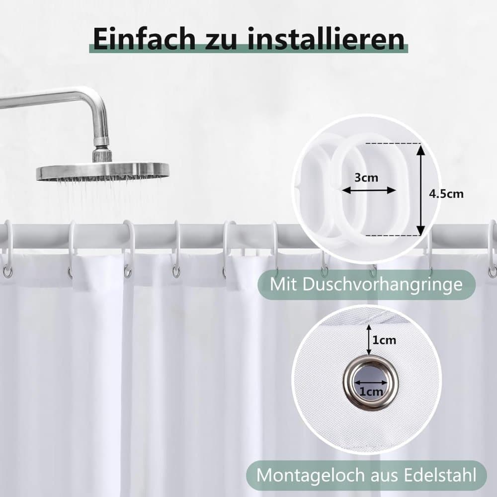 Waterproof PEVA Shower Curtain 72x72 inches, Mildew Resistant Quick-Drying Bathroom Divider, Colorfast, White V1188-MS-325-1332