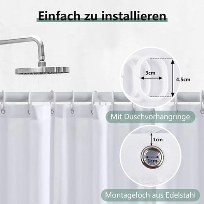Waterproof PEVA Shower Curtain 72x72 inches, Mildew Resistant Quick-Drying Bathroom Divider, Colorfast, White V1188-MS-325-1332