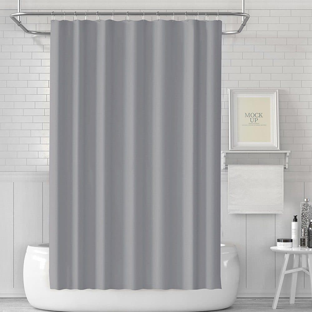 12 Hooks Reinforced PEVA Shower Curtain Waterproof Mildew Resistant Durable Quick-Drying, 72x72 inches, Gray V1188-MS-325-1333