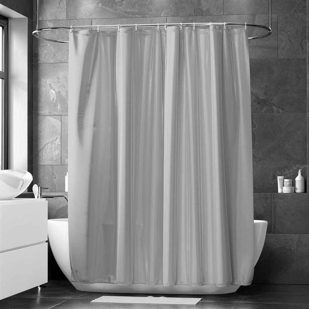 12 Hooks Reinforced PEVA Shower Curtain Waterproof Mildew Resistant Durable Quick-Drying, 72x72 inches, Gray V1188-MS-325-1333