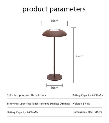 Rechargeable Wireless LED Table Lamp with Adjustable Brightness, 2600mAh Battery, Portable Bedside Lamp, White V1188-MS-325-1336