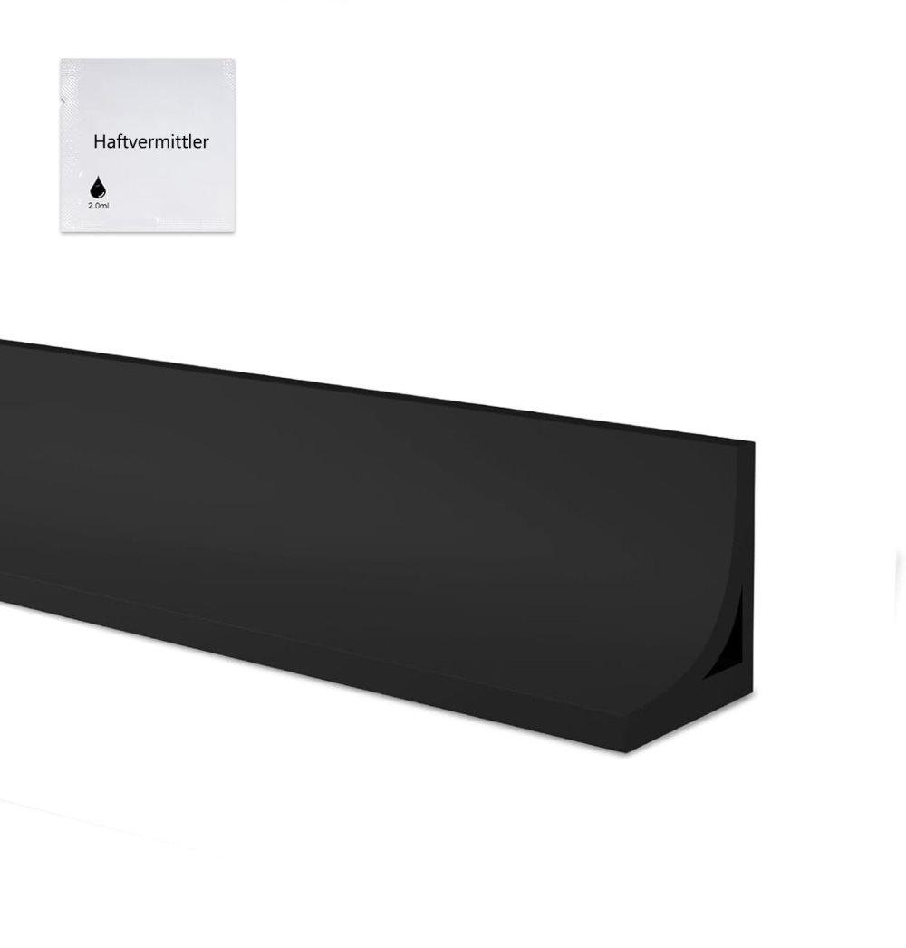 2M Flexible Silicone Shower Threshold Water Barrier to Prevent Splashes, 3 cm high, Black V1188-MS-325-1339