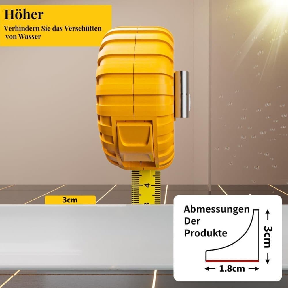 2M Flexible Silicone Shower Threshold Water Barrier, 3 cm high, Gray, Prevent Splashes V1188-MS-325-1340