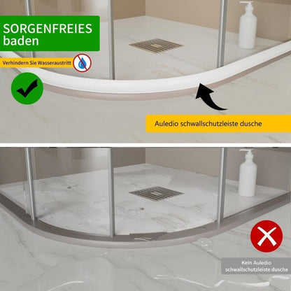 2M Flexible Silicone Shower Threshold Water Barrier, 3 cm high, Gray, Prevent Splashes V1188-MS-325-1340