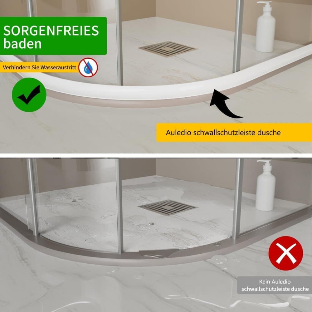 2M White 3cm High Flexible Silicone Shower Threshold Water Barrier, Waterproof Strip to Prevent Splashes V1188-MS-325-1342
