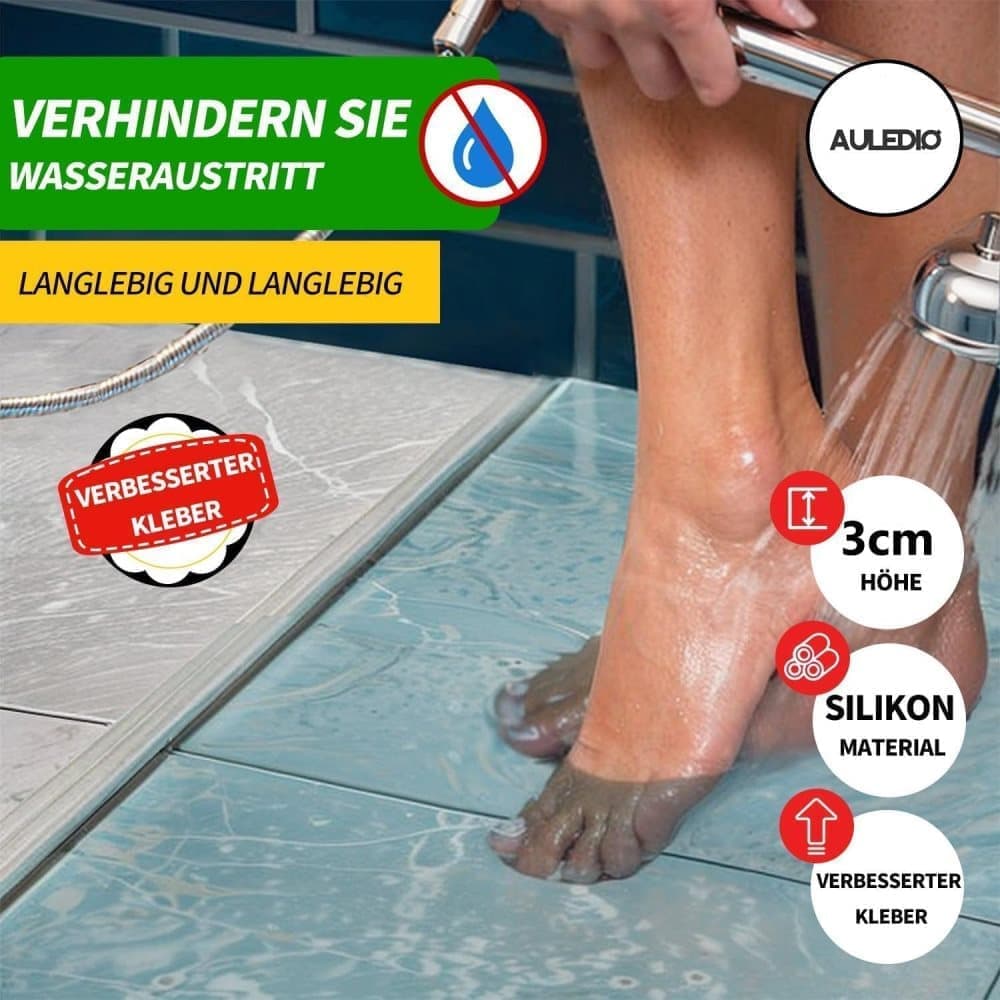 3M Flexible Silicone Shower Threshold Water Barrier, 3 cm High, Black, Waterproof Strip to Prevent Splashes V1188-MS-325-1345