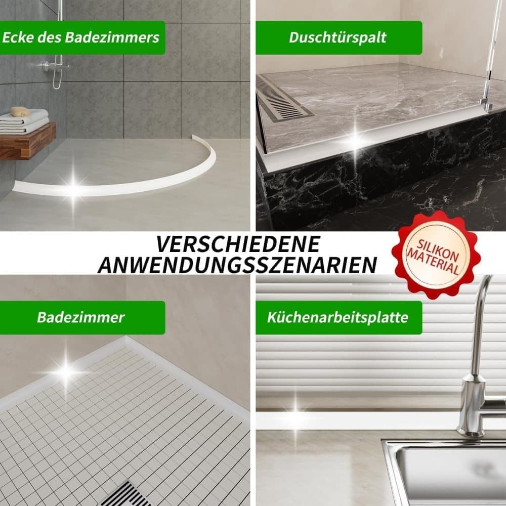 1M Flexible Silicone Shower Threshold Water Barrier to Prevent Splashes, 3 cm High, Transparent V1188-MS-325-1346