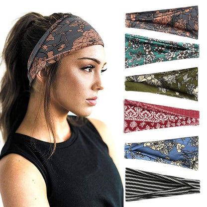 6 pcs Elastic Hair Band Headband for Yoga Training, Patterned V1188-MS-325-1348