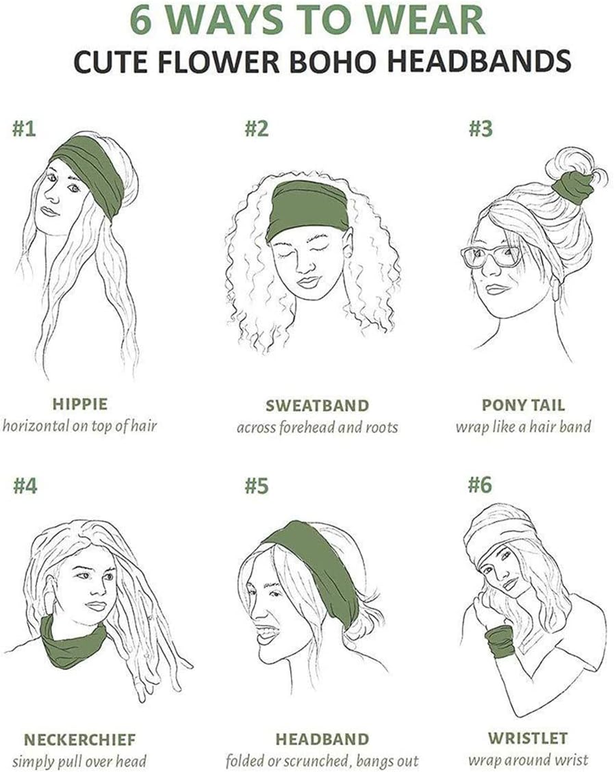 6 pcs Elastic Hair Band Headband for Yoga Training, Patterned V1188-MS-325-1348
