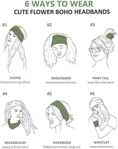 6 pcs Elastic Hair Band Headband for Yoga Training, Patterned V1188-MS-325-1348